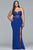 9412 Long jersey evening dress with sequin bodice