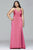 9414 Faile satin v-neck evening dress with draped front