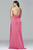 9414 Faile satin v-neck evening dress with draped front