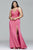 9414 Faile satin v-neck evening dress with draped front