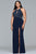 9423 Beaded Halter Gown with Slit