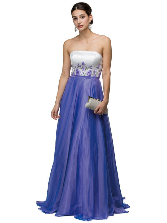 Dancing Queen - 9425 Straight Across Neck Lilac A-line Dress in Purple