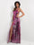 Blush - 9428 One Shoulder Sequined Long Gown with Sexy Slit In Purple