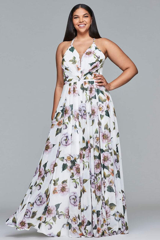 9431 Floral Print V-neck A-line Dress