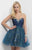 Blush - Interwoven Animal Print A-Line Cocktail Dress 9434 in Blue