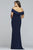 Faviana - 9441 Long Off-Shoulder Jersey Sheath Dress in Blue