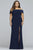 Faviana - 9441 Long Off-Shoulder Jersey Sheath Dress in Blue