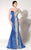 MNM Couture - 9441W Bedazzled Single Sleeve Sheath Dress In Blue