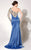 MNM Couture - 9441W Bedazzled Single Sleeve Sheath Dress In Blue