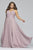 Faviana - 9445 Lace Bodice Strappy Lace-Up Chiffon Gown in Pink