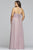 Faviana - 9445 Lace Bodice Strappy Lace-Up Chiffon Gown in Pink