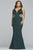 Faviana - 9448 Beaded Illusion Cutout Plunging V-Neck Gown in Green