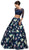 Dancing Queen - 9452 Embellished Two Piece  Floral Print Prom Dress In Blue