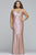 Faviana - 9453 Sleeveless Metallic Jersey V-neck Sheath Dress in Pink