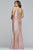 Faviana - 9453 Sleeveless Metallic Jersey V-neck Sheath Dress in Pink