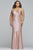 Faviana - 9453 Sleeveless Metallic Jersey V-neck Sheath Dress in Pink