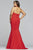Faviana - 9454 Luxe Jersey Halter V-neck Mermaid Dress In Red