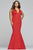Faviana - 9454 Luxe Jersey Halter V-neck Mermaid Dress In Red