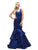 Dancing Queen - 9457 Sleeveless V-Neck Mermaid Evening Dress  in Blue