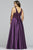 Faviana - 9462 Applique V-neck Satin Ballgown in Purple