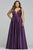 Faviana - 9462 Applique V-neck Satin Ballgown in Purple