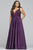 Faviana - 9462 Applique V-neck Satin Ballgown in Purple