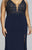 Faviana - 9463 Applique V-neck Jersey Sheath Dress in Blue