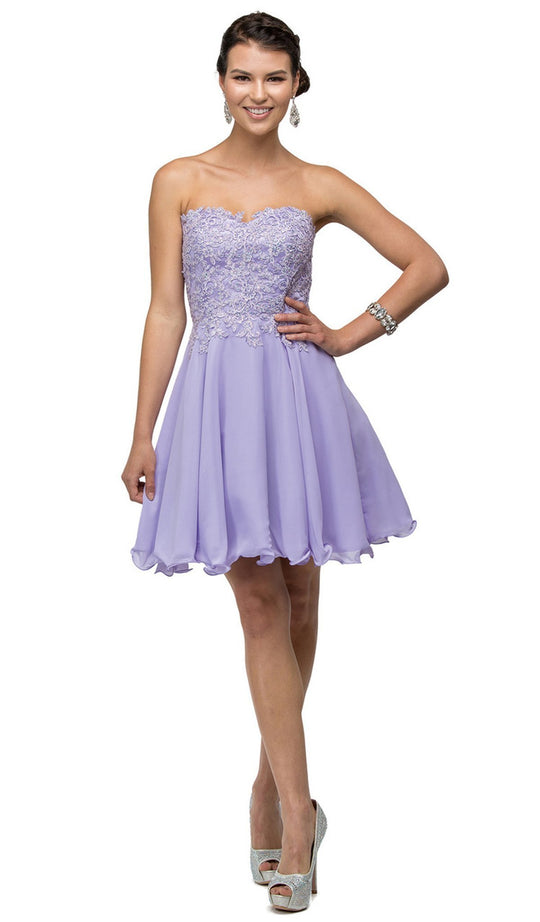 Dancing Queen - 9466 Ornate Lace Corset A-Line Cocktail Dress
