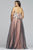 Faviana - 9467 Floral Appliqued Sweetheart A-Line Dress in Pink and Gray