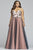 Faviana - 9467 Floral Appliqued Sweetheart A-Line Dress in Pink and Gray