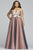 Faviana - 9467 Floral Appliqued Sweetheart A-Line Dress in Pink and Gray