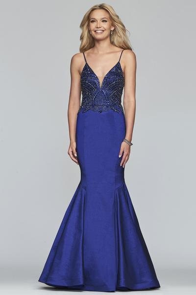 Faviana - S10243 Beaded Plunging V-Neck Mermaid Gown