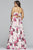 Faviana - 9468 Floral Halter A-Line Evening Dress in White and Print