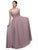 Romantic Jewel-accented Ruched V-neck Ball Gown In Brown