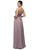 Romantic Jewel-accented Ruched V-neck Ball Gown In Brown