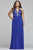 Faviana - 9472 Sleeveless Applique Halter A-line Dress in Blue