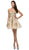 Dancing Queen - 9484 Gilt Appliqued Bodice Short Cocktail Dress