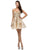 Dancing Queen - Strapless Applique Cocktail Dress in Neutral and Gold