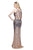 Primavera Couture - 9490 All-Glam Plunging V-Neck Evening Gown in Silver and Neutral