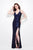 Primavera Couture - 9490 All-Glam Plunging V-Neck Evening Gown in Black and Blue