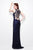 Primavera Couture - 9490 All-Glam Plunging V-Neck Evening Gown in Black and Blue