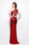 Primavera Couture - 9490 All-Glam Plunging V-Neck Evening Gown in Red