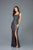 Scala - 48961 Sequined Scoop Sheath Dress With Slit In Blue and Nude