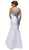 Dancing Queen - 9501 Sequin Ornate Mermaid Style Formal Dress In White And Blue