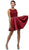 Dancing Queen - 9503 Lace Overlaid Scoop Illusion Satin Cocktail Dress In Red