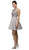 Dancing Queen - 9503 Lace Overlaid Scoop Illusion Satin Cocktail Dress In Silver