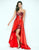 Blush - Brooch Accented Sweetheart High-Low Gown 9508 in Red