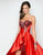 Blush - Brooch Accented Sweetheart High-Low Gown 9508 in Red