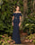 Alexander by Daymor - 950 Off-Shoulder Peplum Trumpet Dress In Blue