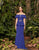 Alexander by Daymor - 950 Off-Shoulder Peplum Trumpet Dress In Blue